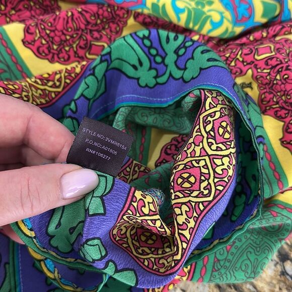 Hale Bob Silk Colorful Relaxed Fit 3/4 Sleeve Tunic Top Size L - Picture 7 of 9